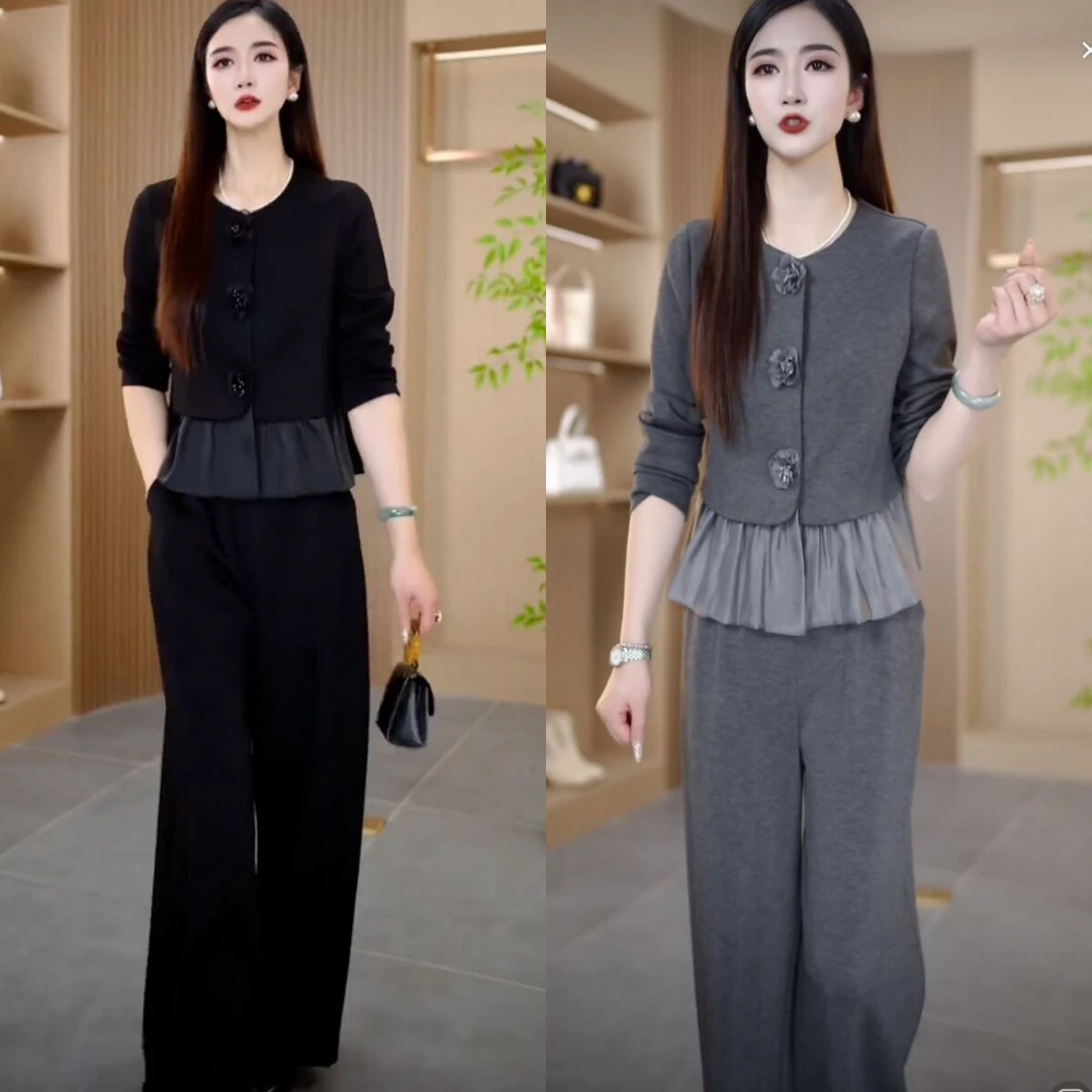 休闲风时尚套装女大码胖mm显瘦遮肉减龄洋气妈妈春秋运动服两件套