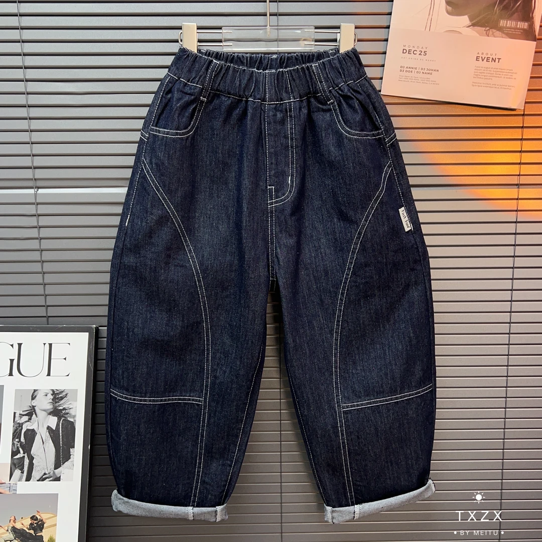 TX-25SCK12春秋季新款中大童亲子日系宽松复古不褪色牛仔裤小孩