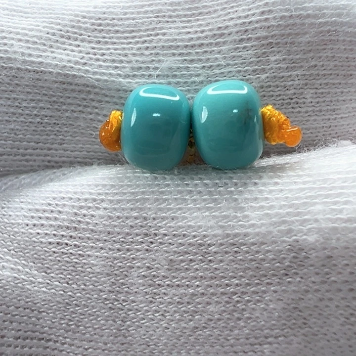 绿松石未镶嵌老型对珠6.7