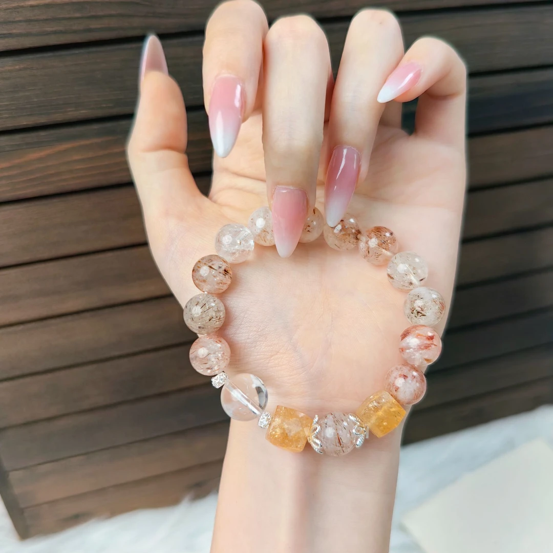 【见喜】天然水晶黑超七女手链手串轻奢级珠手串A026