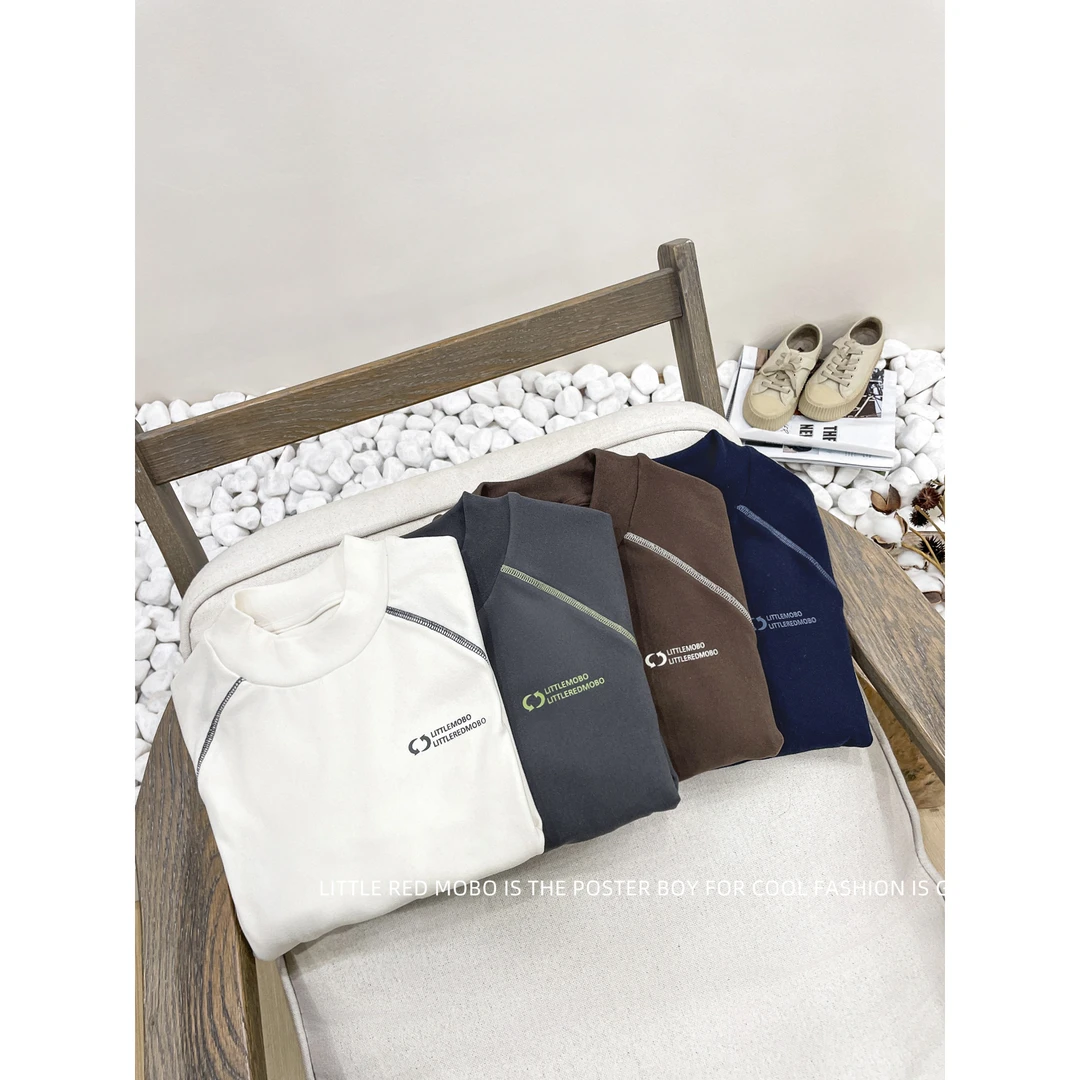 【现现】童装男儿童百搭德绒打底衫2025秋冬新款加绒T恤MMY841396