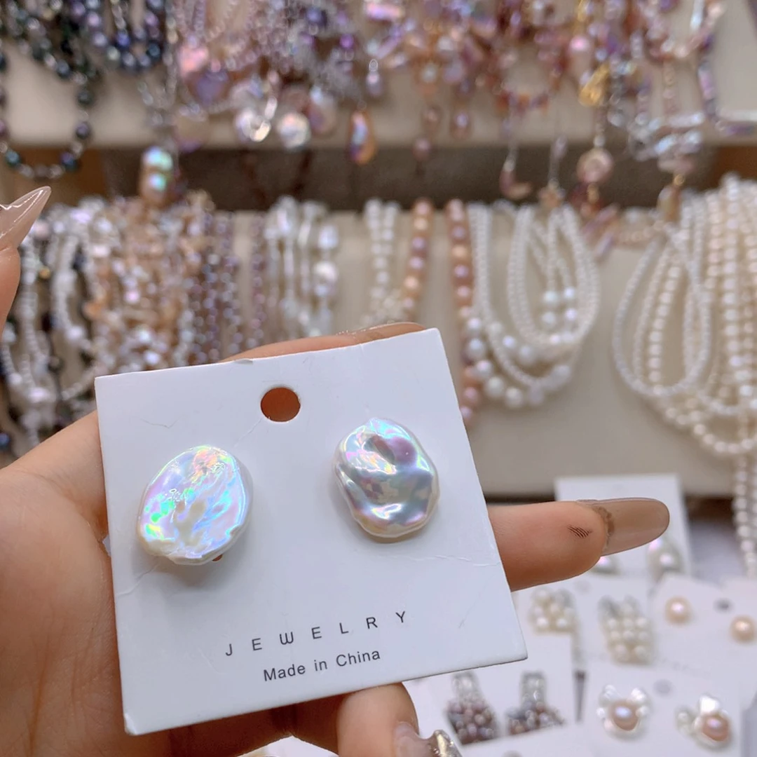 淡水珍珠耳饰银S925镶嵌（*近