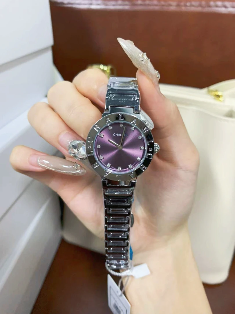新款乌梅紫系列钢带女士防水石英手表腕表轻奢时尚小众防水女表