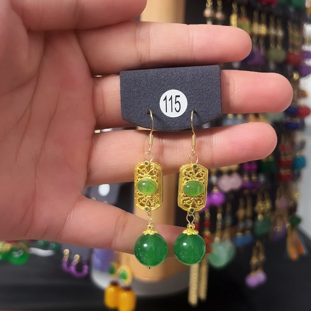 锆石纯铜925银耳饰