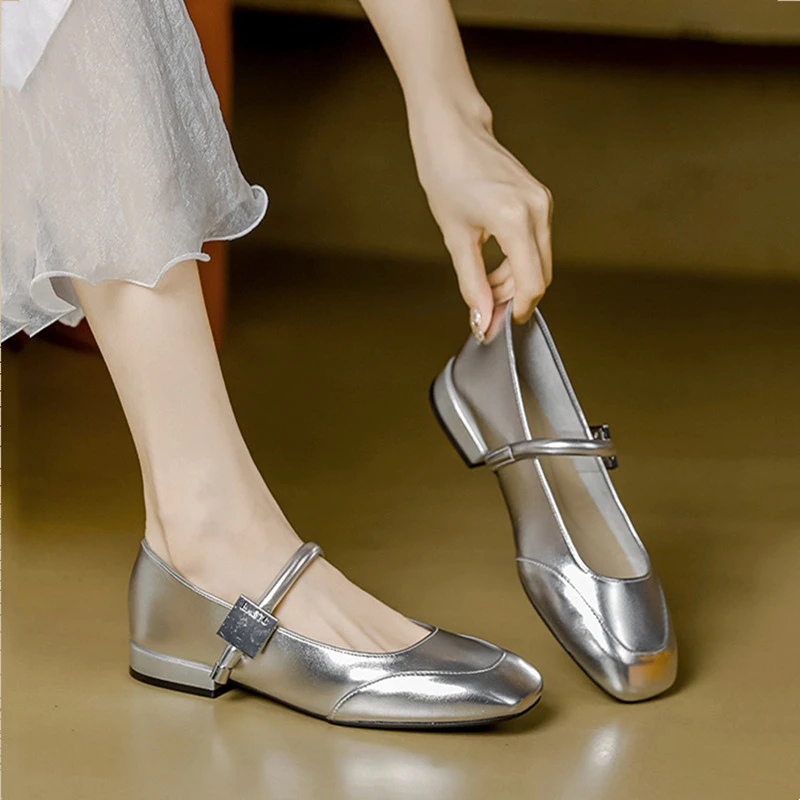 玛丽珍鞋粗跟百搭皮鞋复古单鞋方头低跟浅口四季通用中跟平底法式