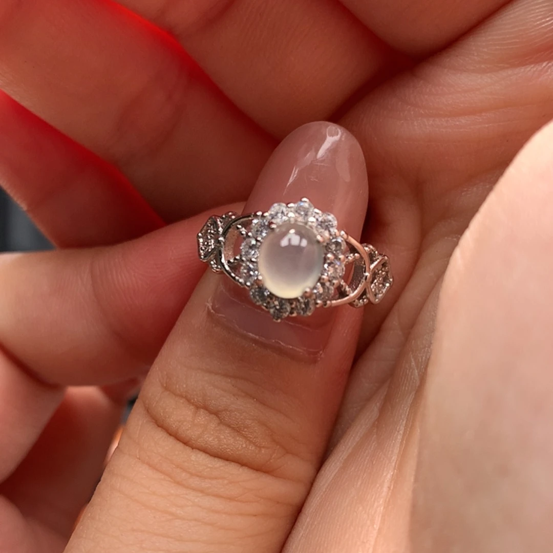 银S925镶嵌挂件翡翠戒指