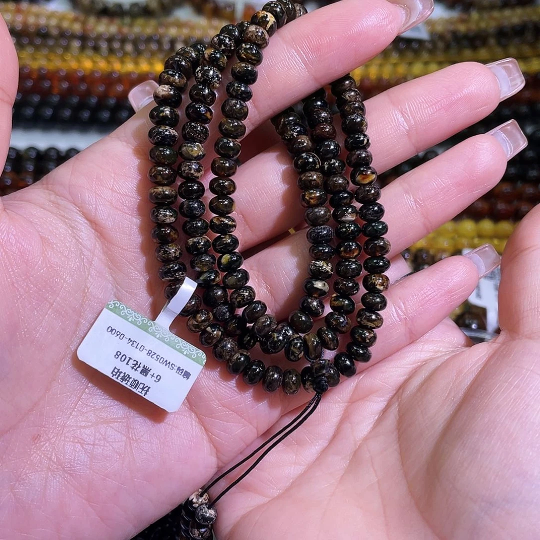 未镶嵌琥珀裸石6+熊猫花108