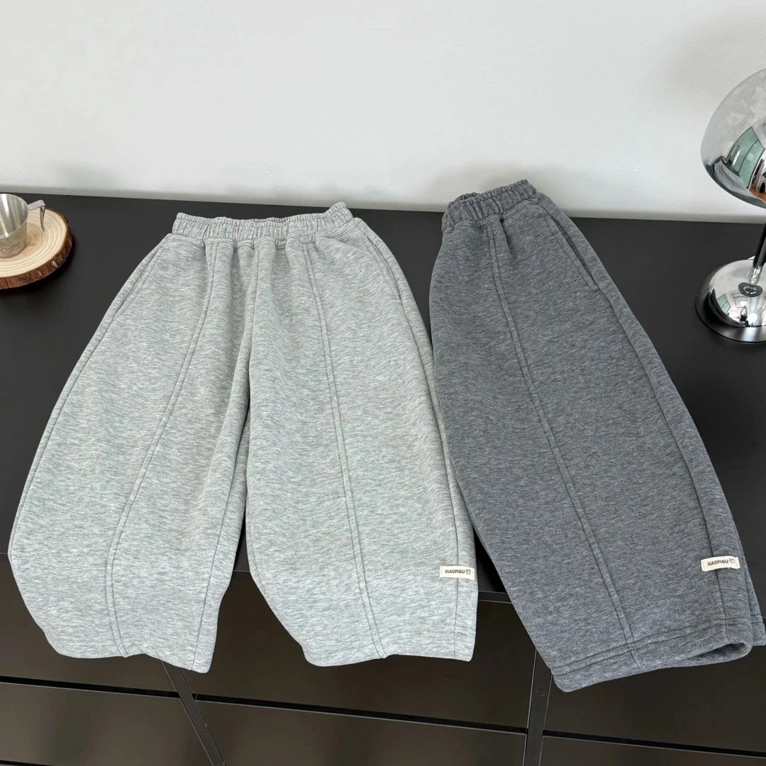 【版型好加绒卫裤】男童秋冬季加厚长裤2025新款童装儿童休闲弯刀裤