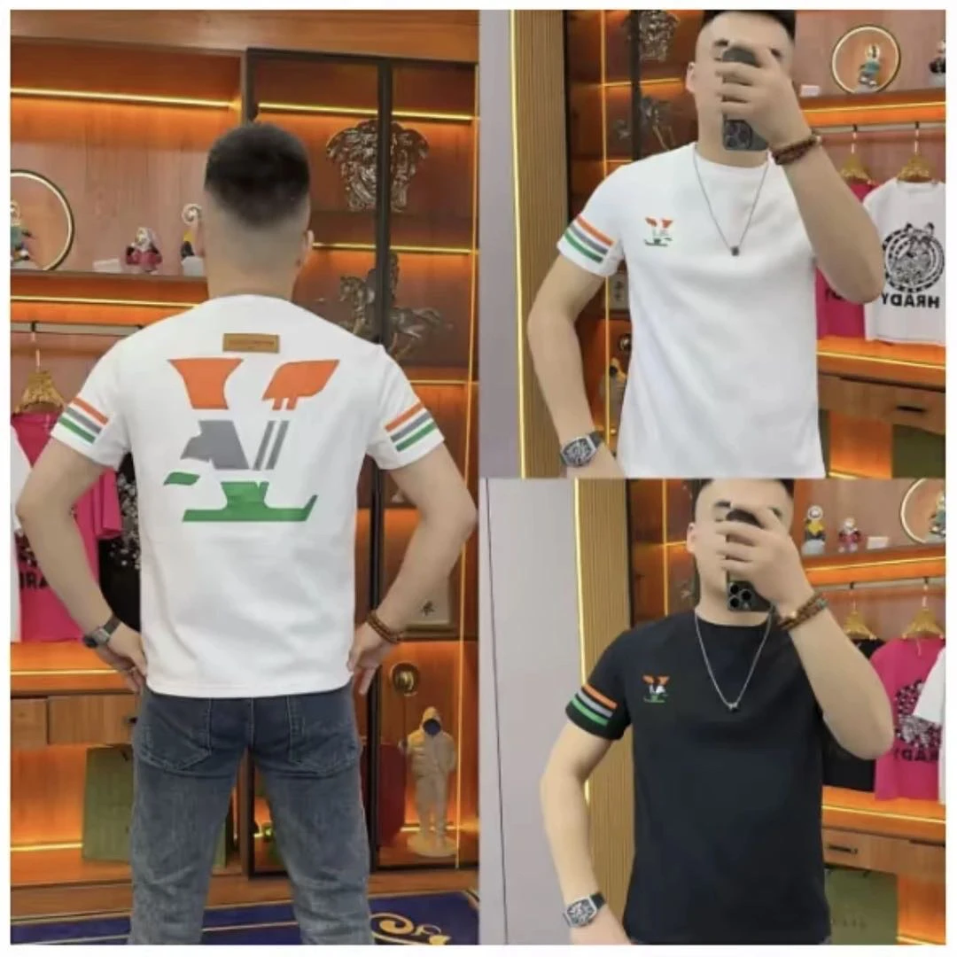 春夏季上衣服纯棉短袖T恤衫男新款修身潮牌休闲潮流百搭上衣