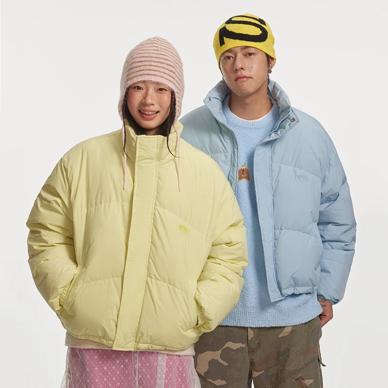 江南先生白鸭绒立领刺绣短款羽绒服秋冬男女情侣装外套JN44K72