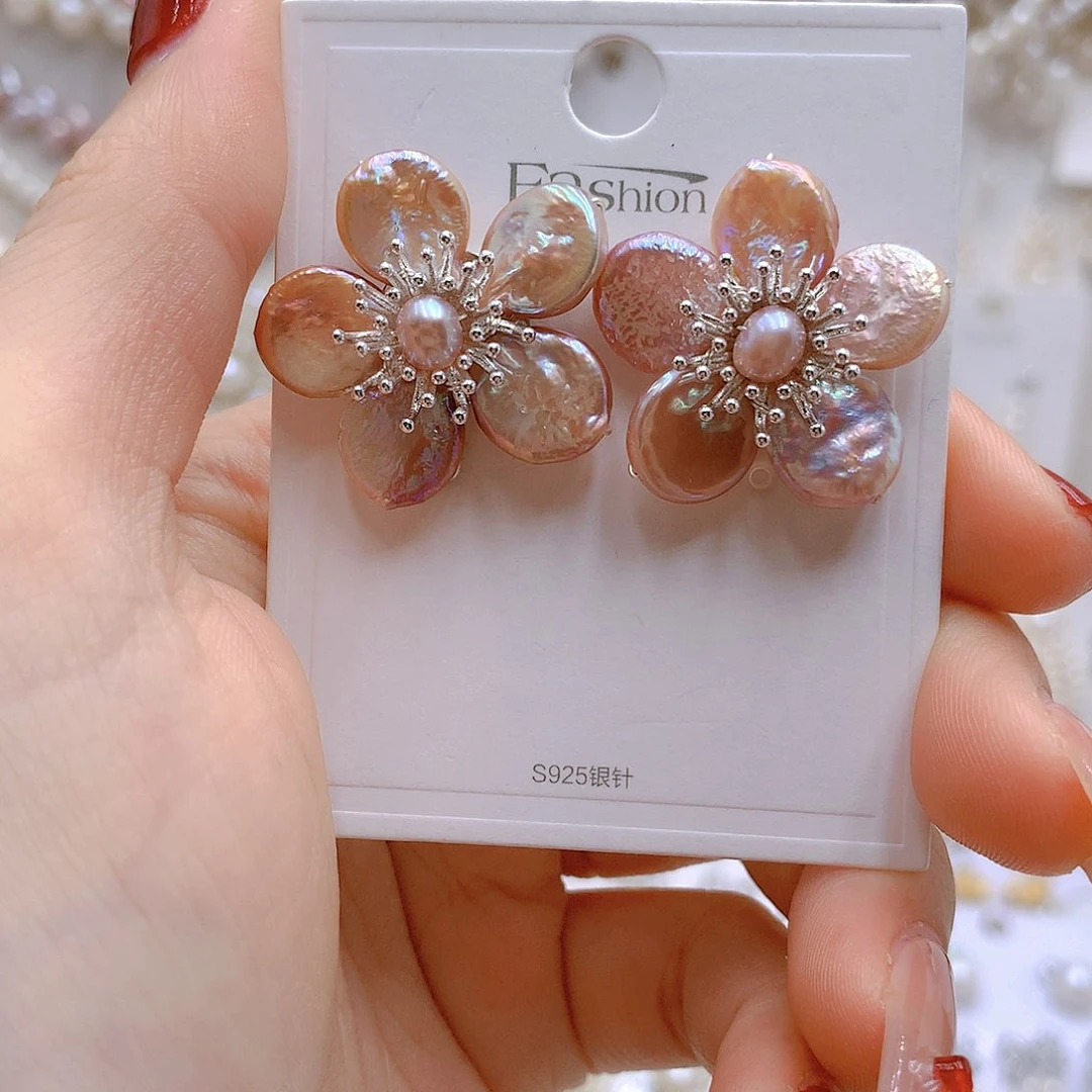 银S925镶嵌耳饰淡水珍珠乐***食