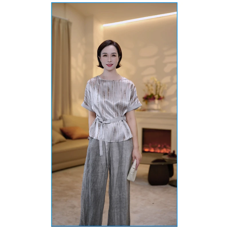 【赞妈专属】夏季新款醋酸竖纹高级感上衣ZM1816N