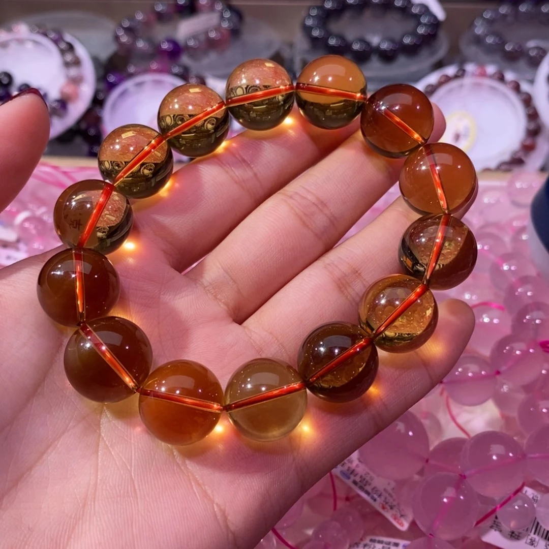 水晶手串未镶嵌高货黄水晶16+