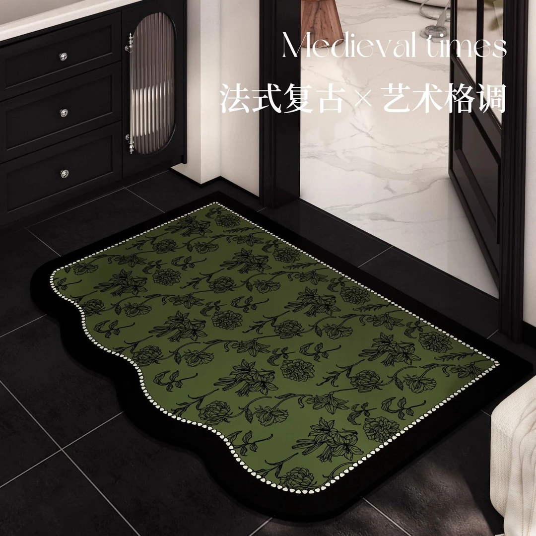 高级感卫生间浴室地垫硅藻泥吸水速干地毯淋浴间门口防滑脚垫KKV