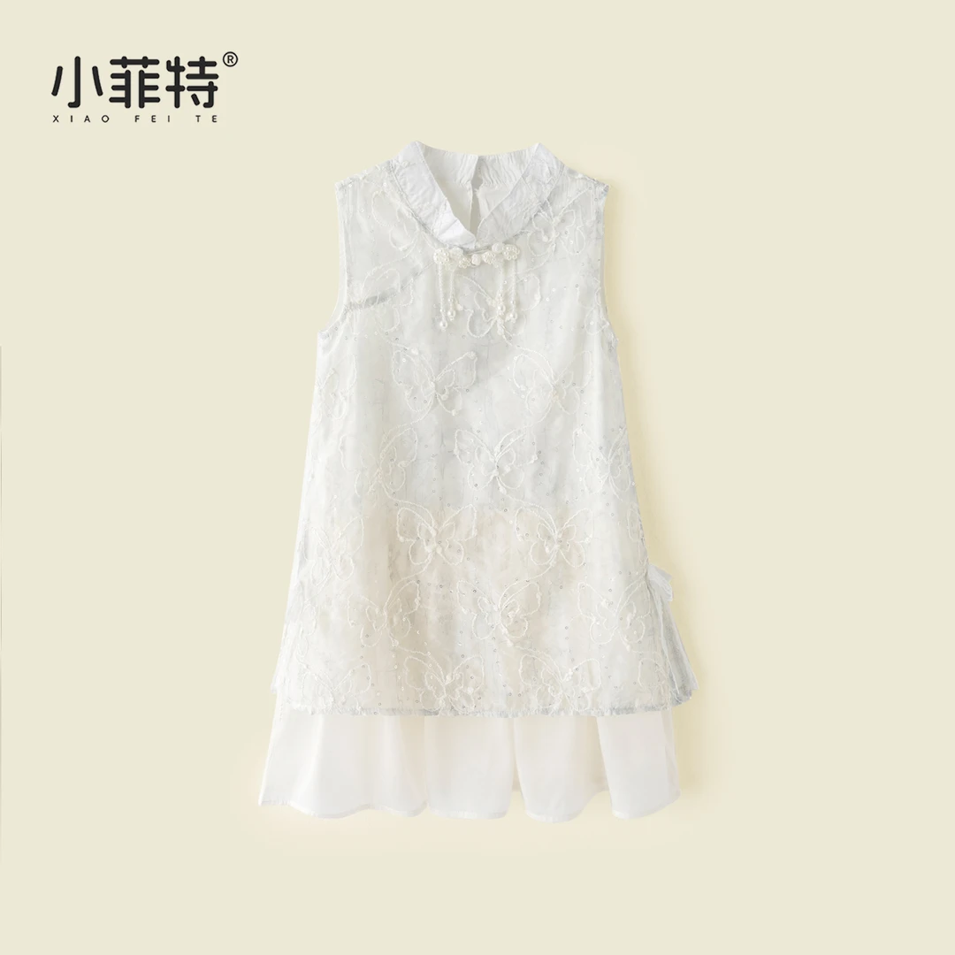 小菲特夏季新款女童甜美旗袍无袖连衣裙小女孩公主裙子YNQX52052
