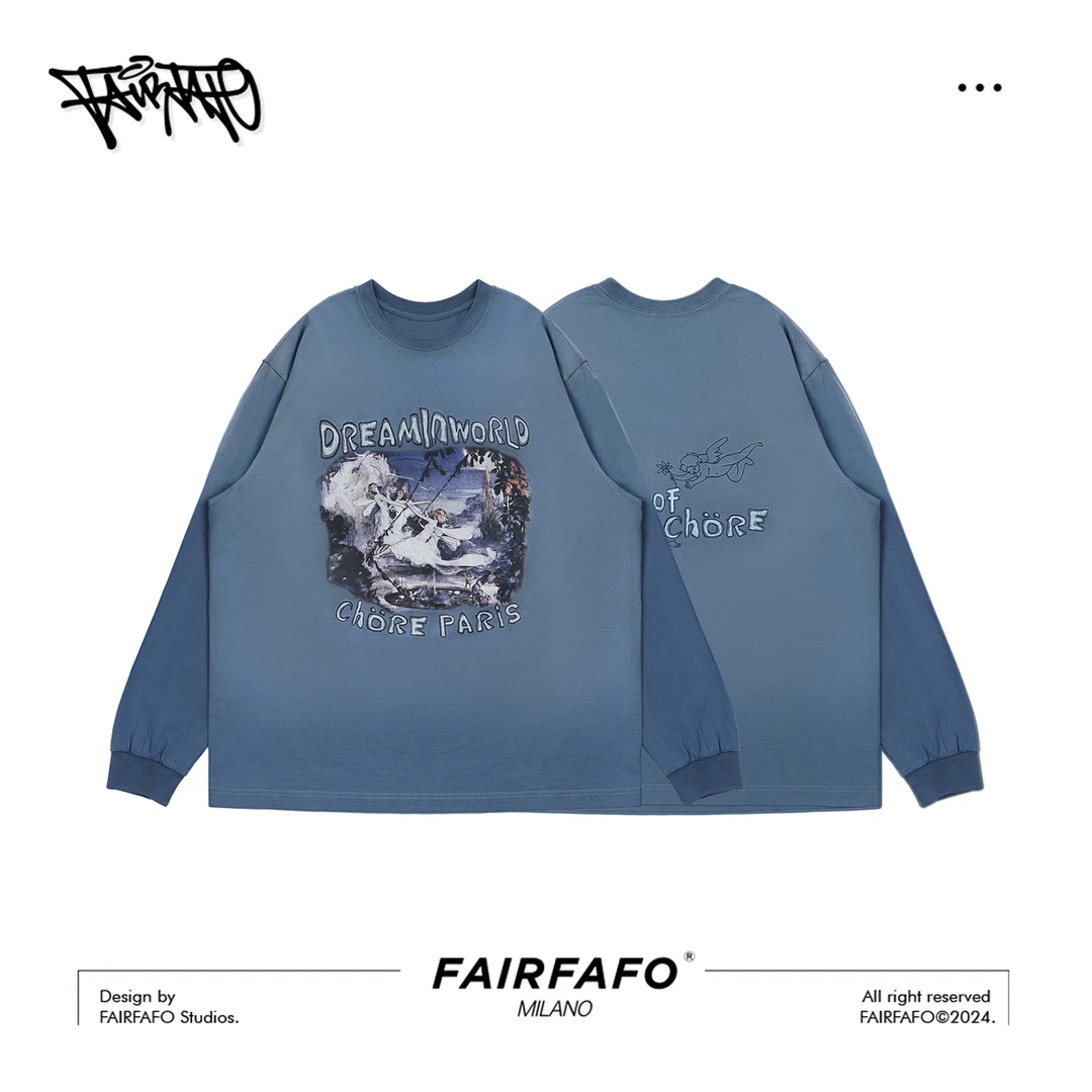 FAIRFAFO林肉肉【手绘印花宽松长袖T恤】CXAL49239潮牌秋季新款T恤