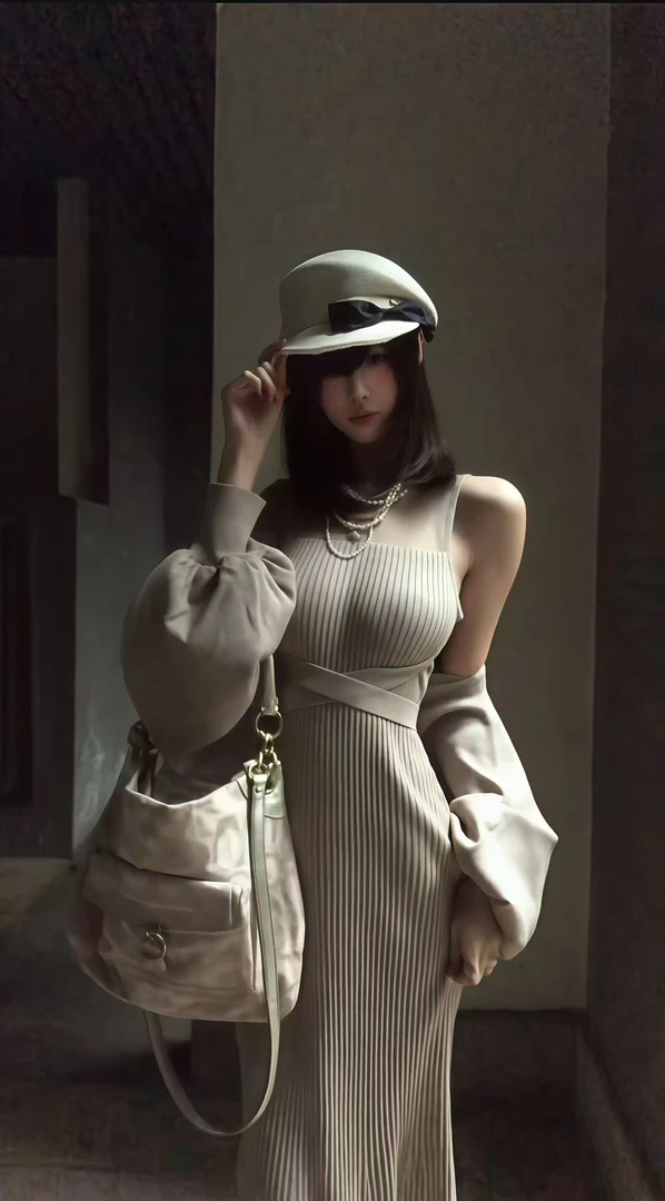 日系纯欲风显瘦系带罩衫+无袖背心针织连衣裙辣妹温柔气质两件套