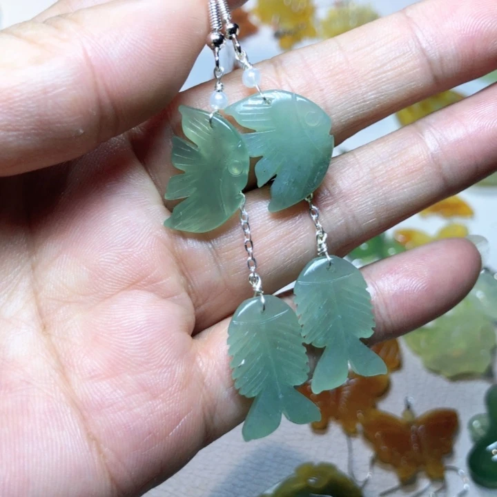 【闪购商品】蛇纹石玉耳环未镶嵌