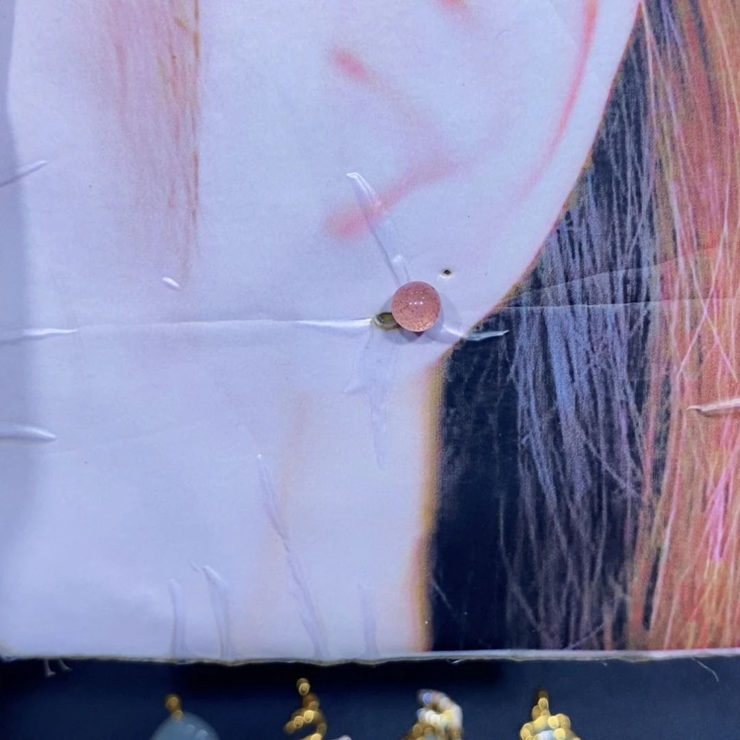 玛瑙/玉髓银S925镀金镶嵌耳钉