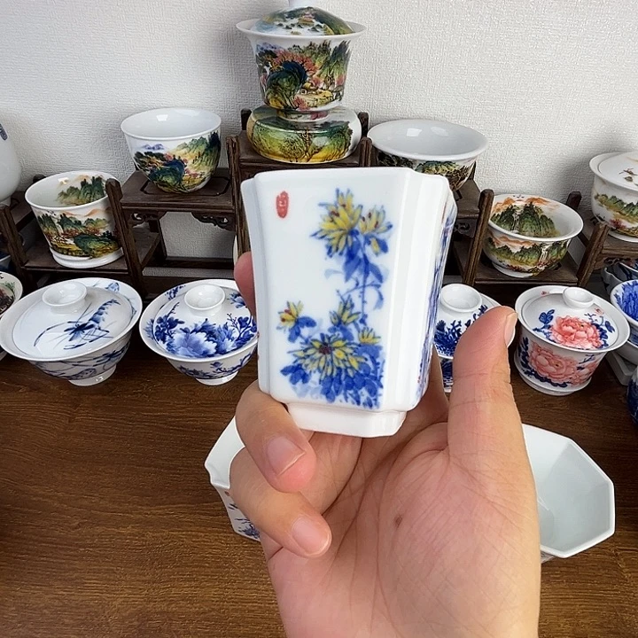 忠意堂釉下彩四君子微瑕不退