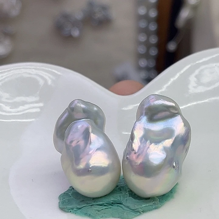 姚***先淡水珍珠银S925镶嵌耳饰