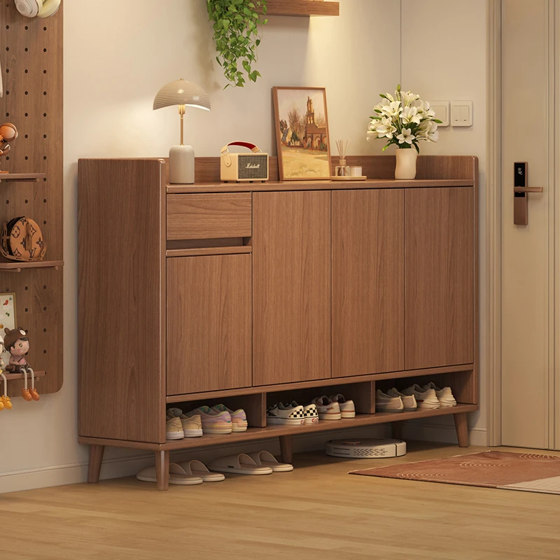 百里香鞋柜家用门口靠墙一体柜实木鞋柜入户门口靠墙储物柜鞋柜