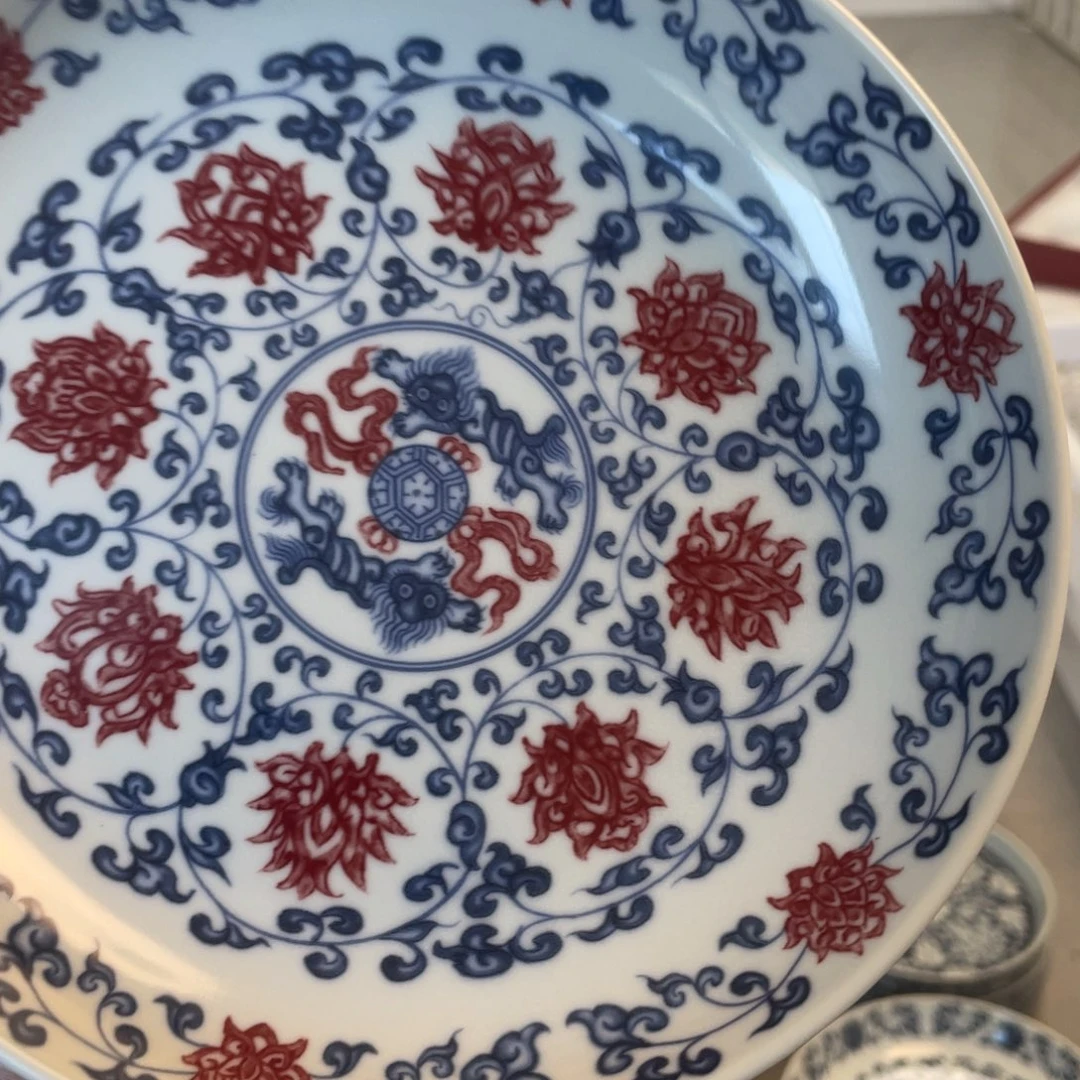 瓷片景德镇釉里红缠枝莲大壶承