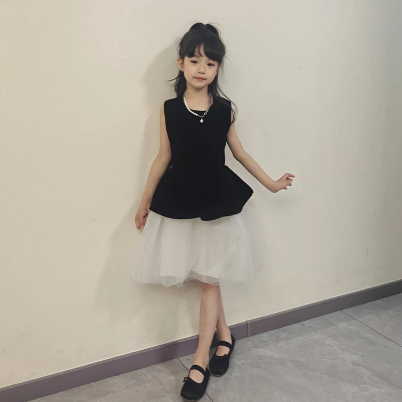 女童裙子公主款夏季2025新款女孩网红洋气背心纱裙儿童夏装连衣裙