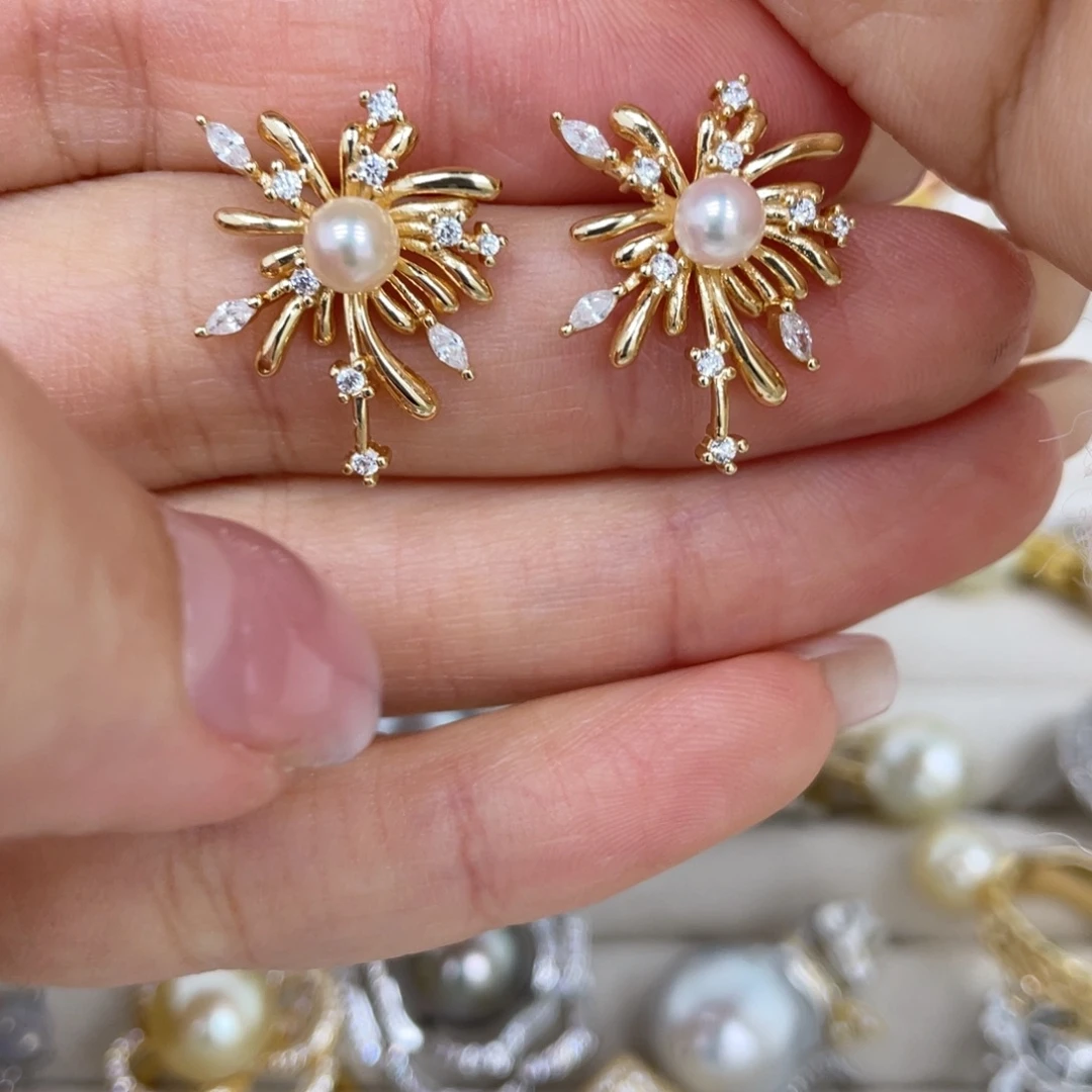 耳饰银S925镶嵌海水珍珠