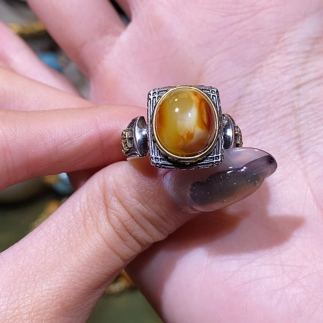 *****琥珀银S925镶嵌戒指