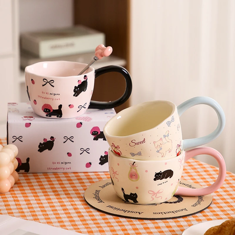 可爱大耳朵马克杯女生办公室实用礼物水杯家用陶瓷杯子早餐咖啡杯