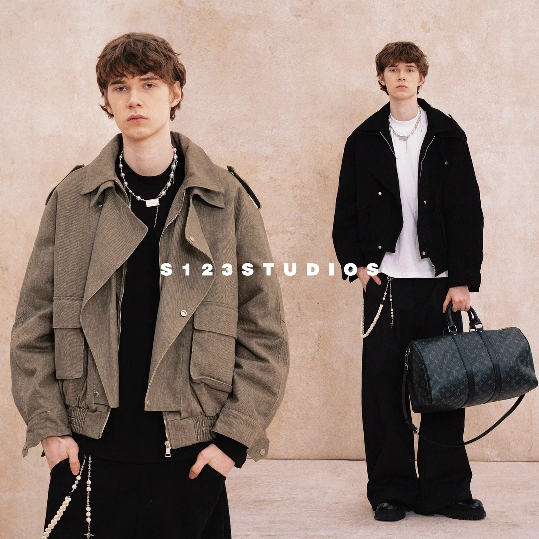 解构设计 双门襟防风短款工装夹克外套男宽松休闲开衫上衣潮