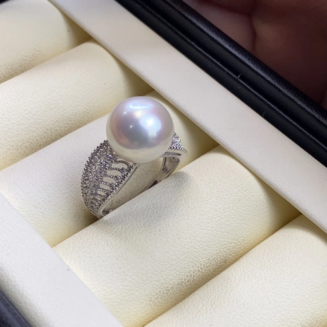 戒指银S925镶嵌淡水珍珠特价微瑕