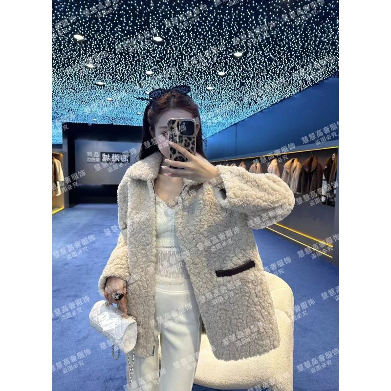 【慧慧】新款时尚百搭原创设计师新款女士休闲毛毛外套 F66091