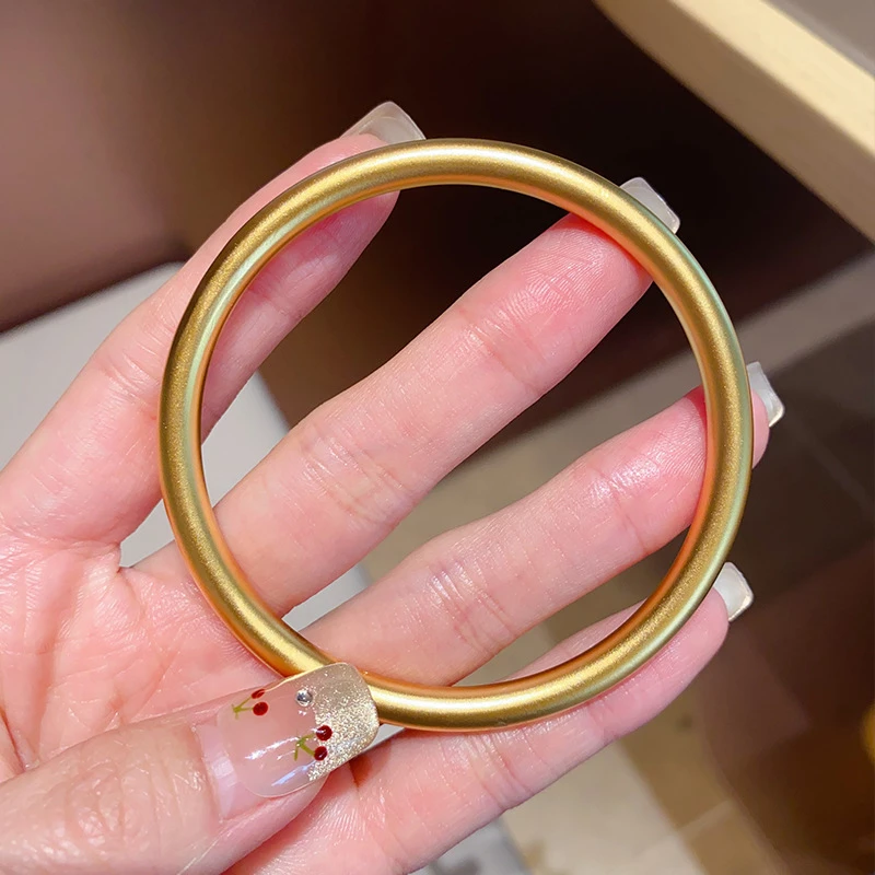 铜合金手镯 古法手镯女仿真实心手镯素圈不掉色首饰2025款送妈妈