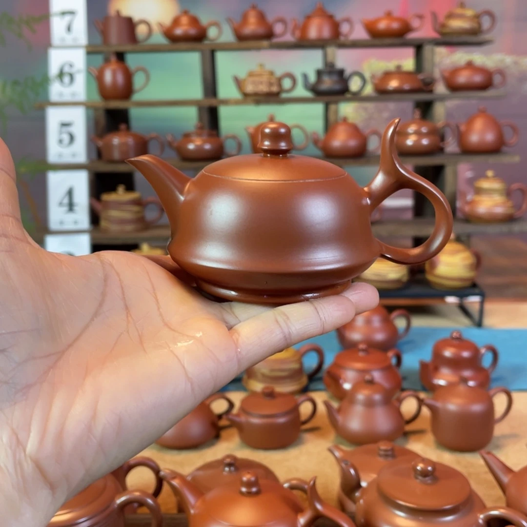 茶壶紫砂飛*潮州手工手拉朱泥将军壶