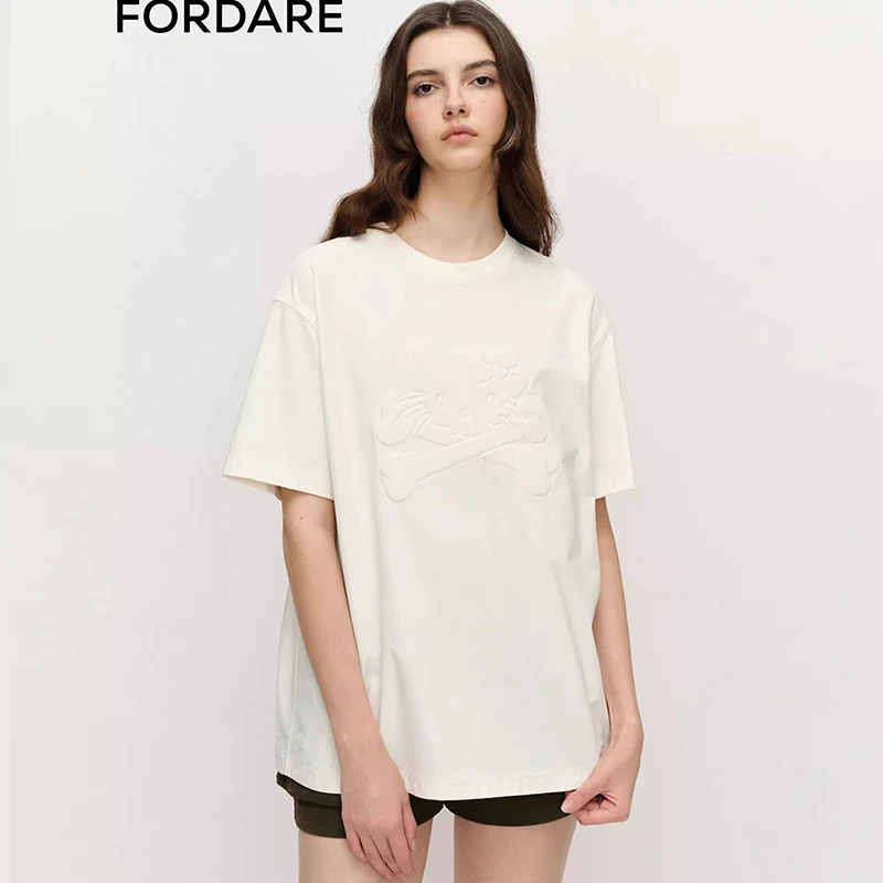 FORDARE设计师春季新品恶搞KITTY立体压花短T恤