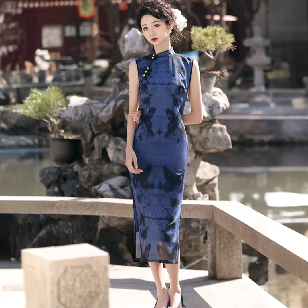 [云梦泽深]新中式夏季少女气质优雅旗袍清新日常可穿长款复古网红