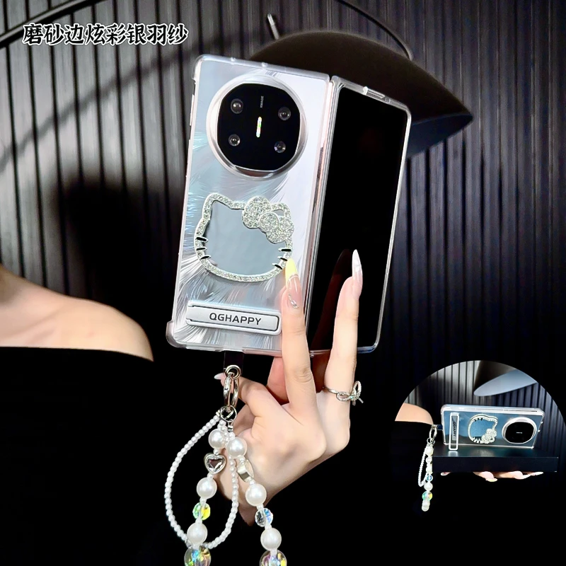 适用华为matex5手机壳新款matex6典藏版套x3羽纱带KT镜子支架女款