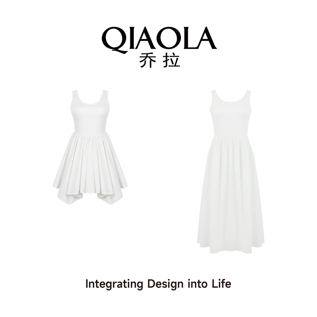 QIAOLA/乔拉【塞纳晴空】春夏新款弹力针织透气修身显瘦连衣裙预售