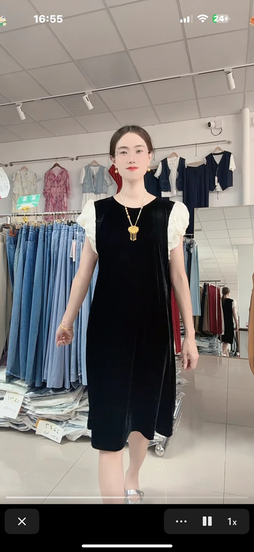 夏季新款，宽松显瘦百搭气质优雅洋气，丝绒连衣裙