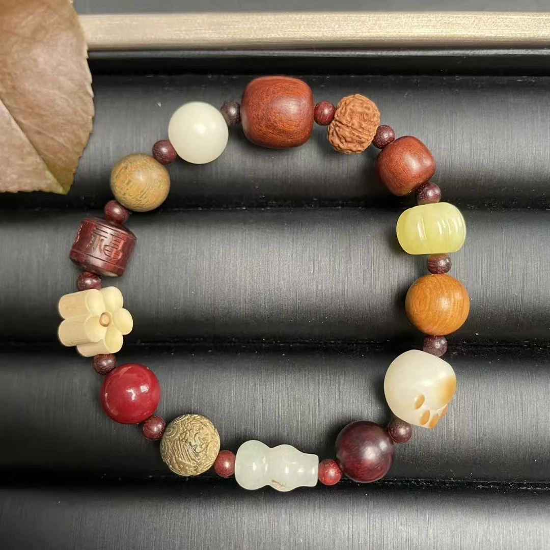铜合金木质手链 设计款多宝手串手工单圈YX20250030