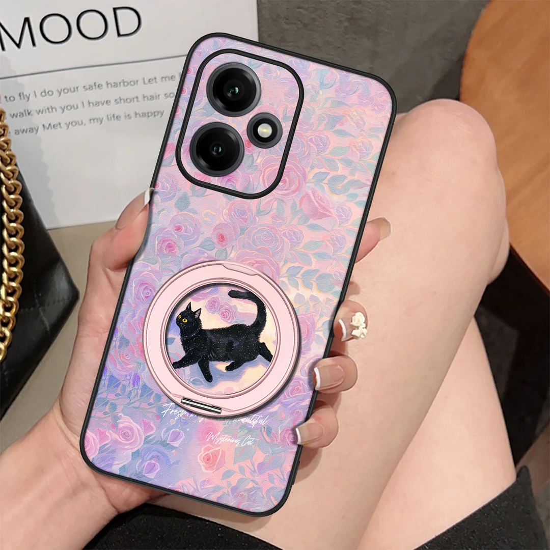 适用于荣耀400pro手机壳玫瑰花猫300ultra全包外壳支架Honor2