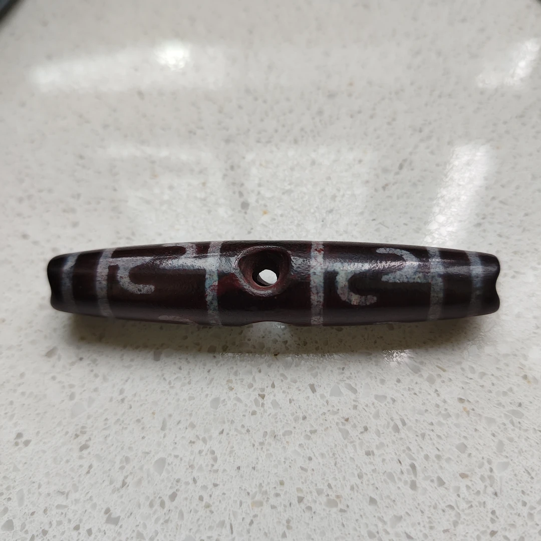 特殊图腾多石种复合材质古象雄瑟珠，尺寸，长78.64直径15.45