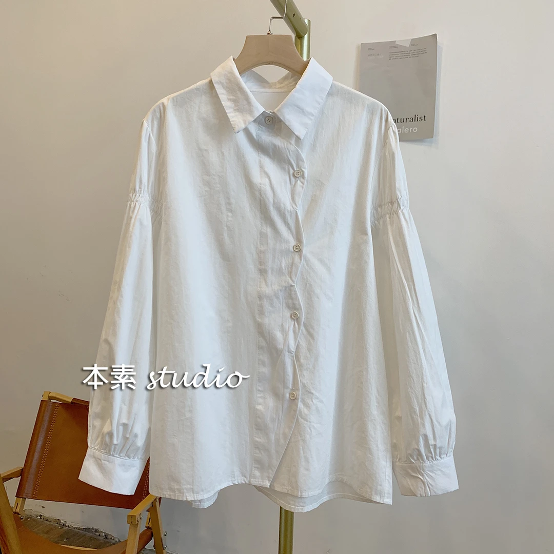 【抛物线】M9954纯色波浪边全开扣翻领衬衫