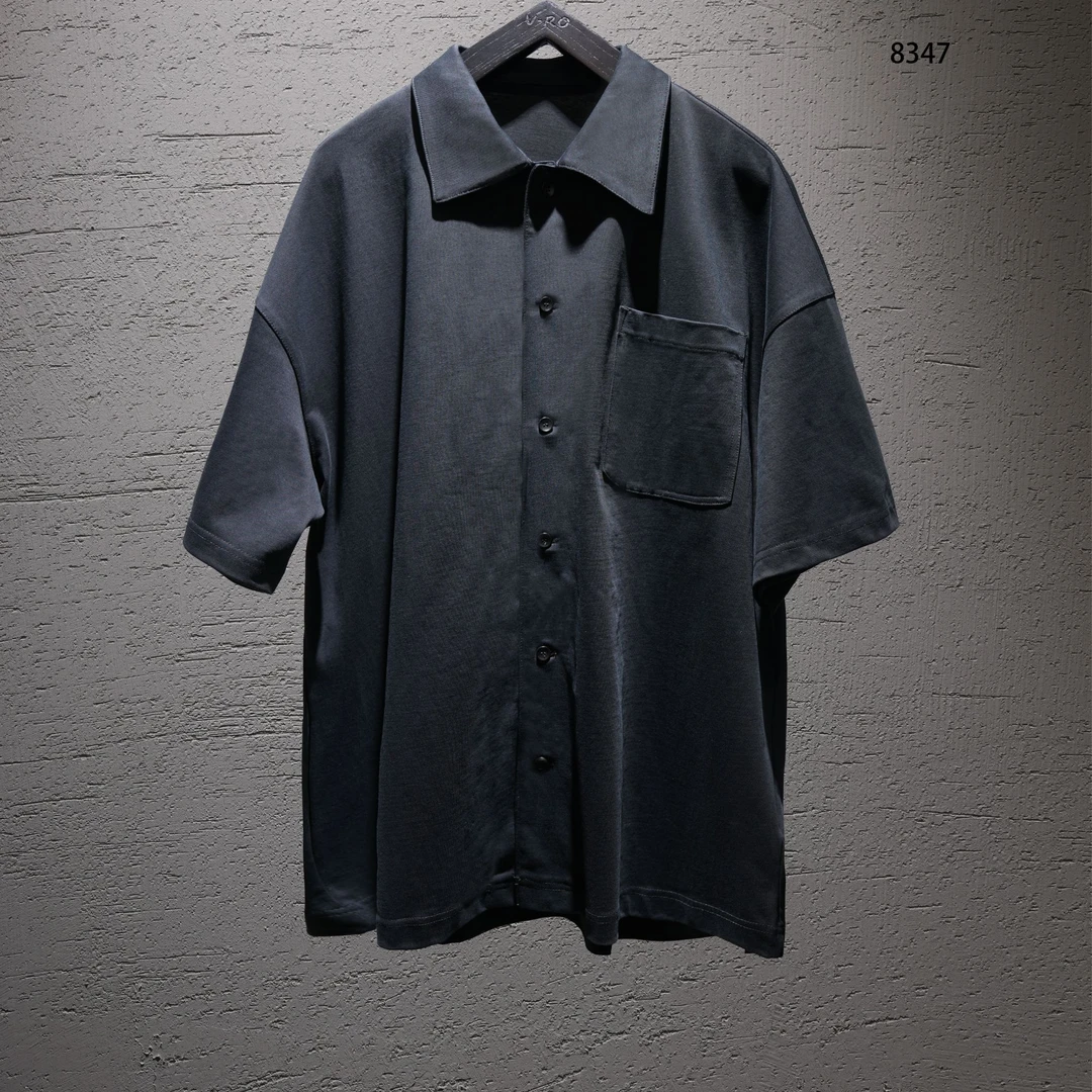 V-RO8347'六粒扣'280g澳棉丝光长绒棉翻领贴袋针织polo开衫