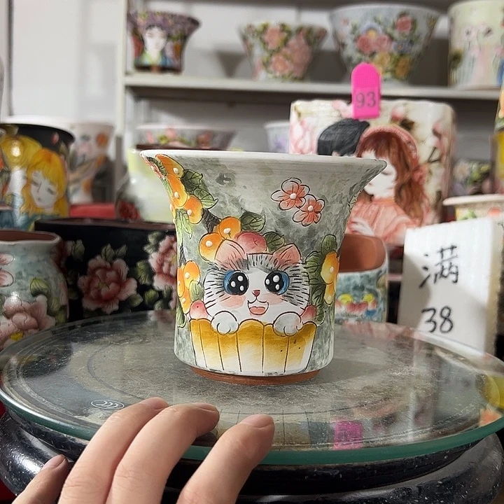 景德镇手绘花盆幸运花盆