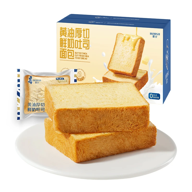 新品【豪士】黄油厚切鲜奶吐司面包460g早餐整箱营养健康零食