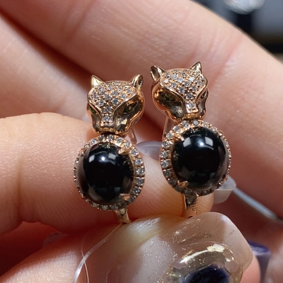 翡翠18K金镶嵌耳饰