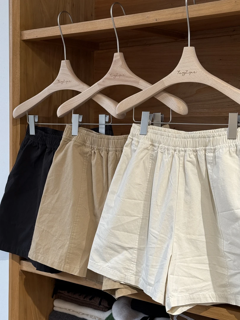 松紧腰侧插袋显瘦宽松四分棉质短裤